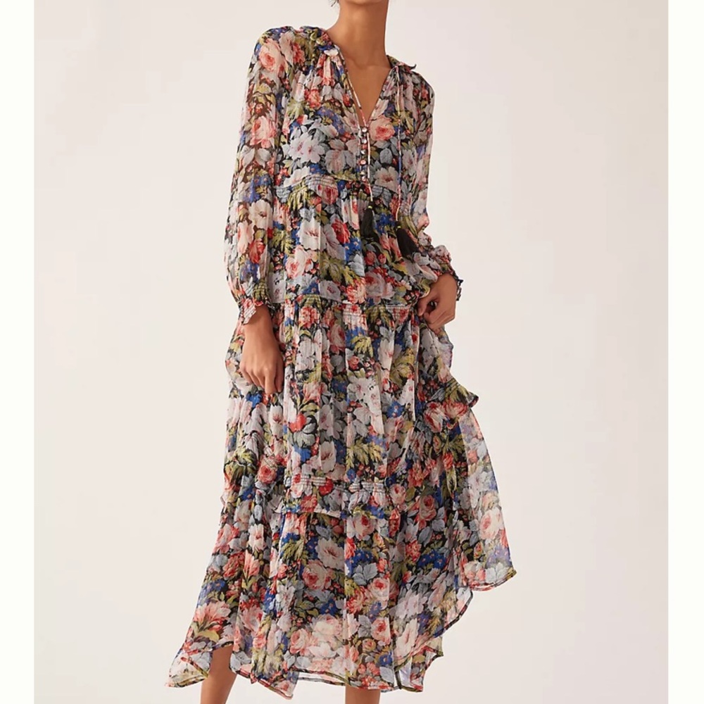 Anthropologie The Marais Printed Chiffon Maxi Dress